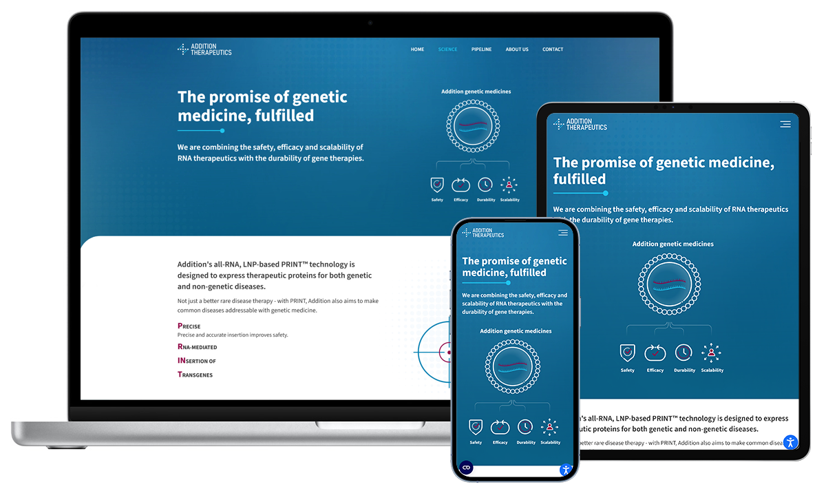 Addition Therapeutics biotech website design